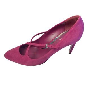 Sebastian Milano Pink Fuchsia Suede Pumps Crisscross Buckle Strap 8.5B/39